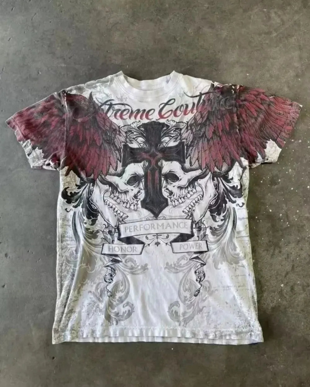 Summer European and American fashion men's breathable and comfortable round neck T-shirt wing cross print outdoor top