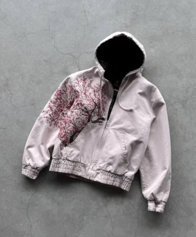 American Double-Sided Plaid Loose Zipper Hoodie Men Y2K New Harajuku Hip-Hop Gothic Couple Casual Joker Sweatshirt Street Wear
