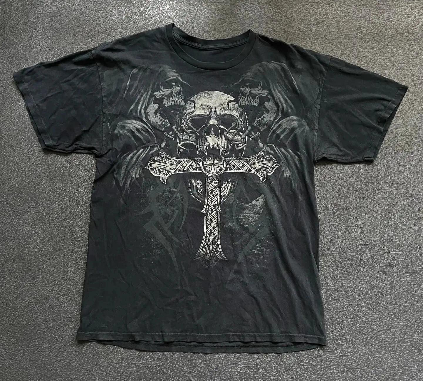 2000s Graphic T Shirts Suffering Skeleton Print Top Y2K Angel Hip Hop Harajuku high steet Plus Size Loose shirt Fashion Clothing