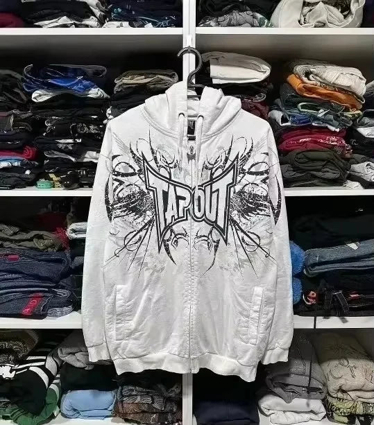 Y2K Harajuku New Fashion Oversized Geometric Print Hooded Sweater Women High Street Vintage Hip Hop Pop Casual Sweater Hoodies