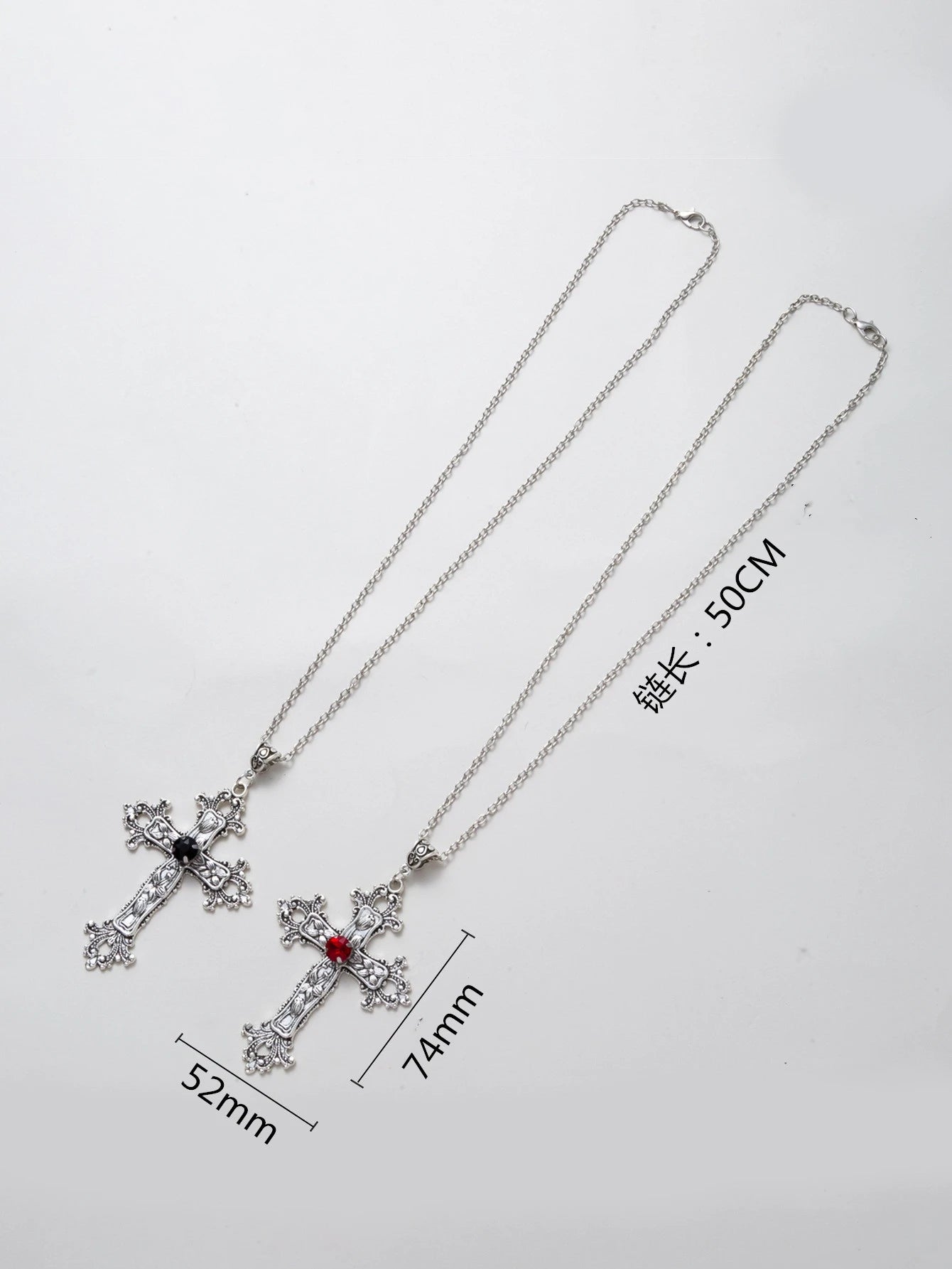 Y2K Punk Crystal Big Cross Pendant Necklaces for Women Men Gothic Irregular Cross Clavicle Chain Necklaces Jewelry