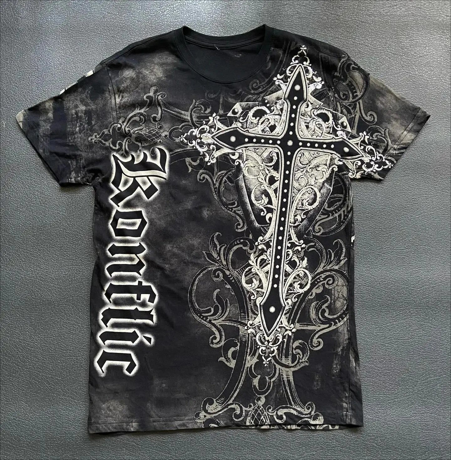 2000s Graphic T Shirts Suffering Skeleton Print Top Y2K Angel Hip Hop Harajuku high steet Plus Size Loose shirt Fashion Clothing