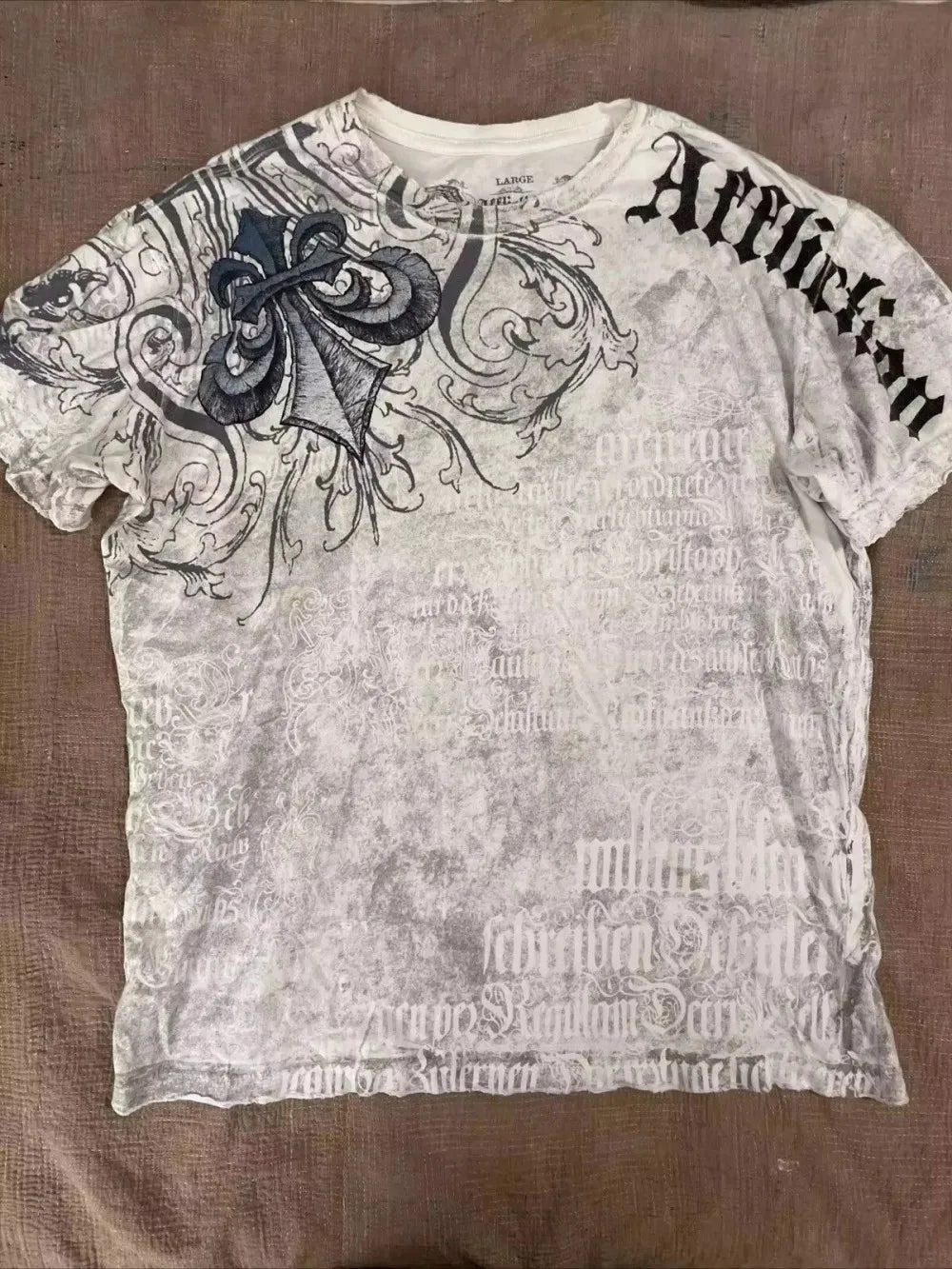 Summer European and American fashion men's breathable and comfortable round neck T-shirt wing cross print outdoor top