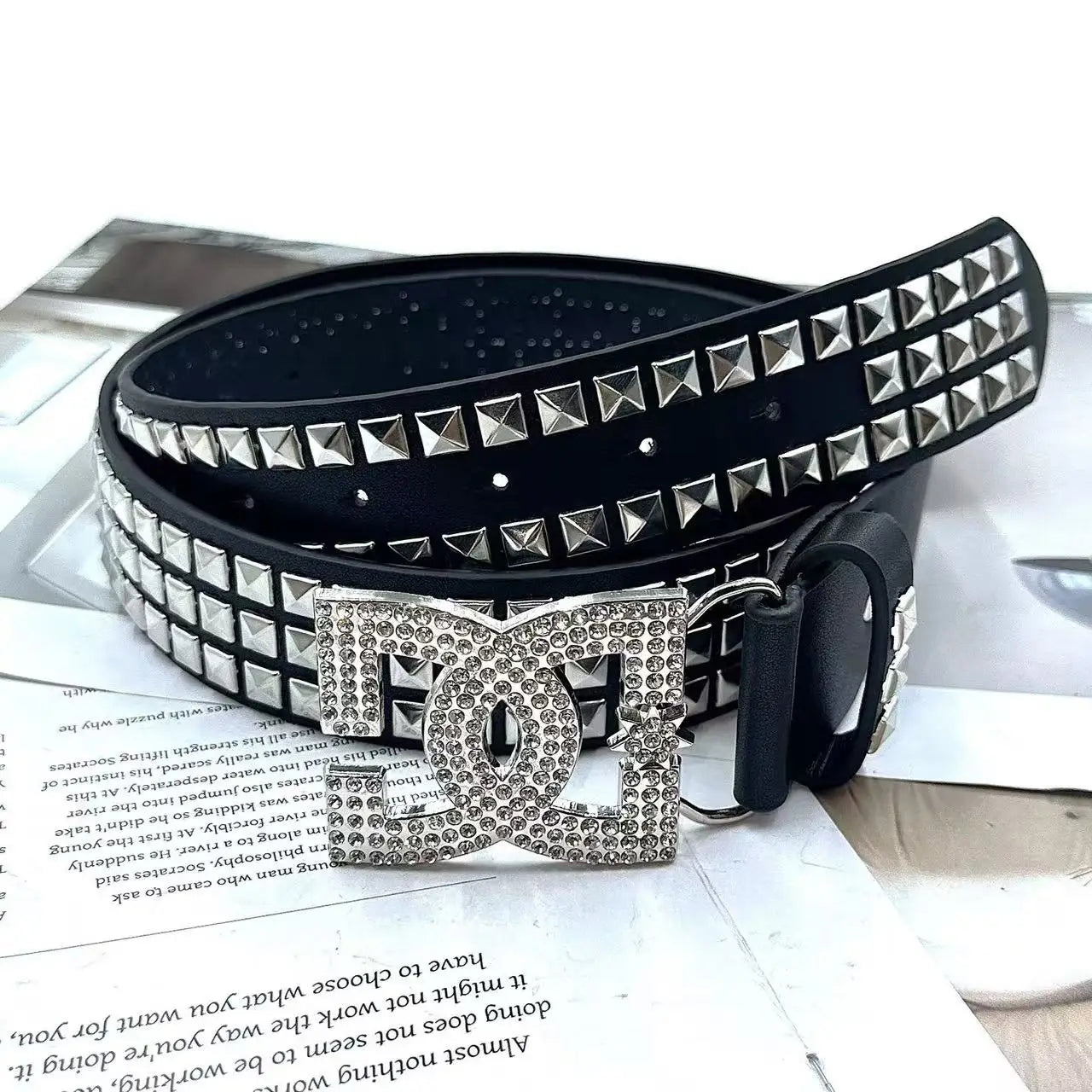 Y2K Waist Belt Luxury Women's Rhinestone Punk Belt, Hot Girl Fashion Studded Leather Embellished Decor, Unique Style