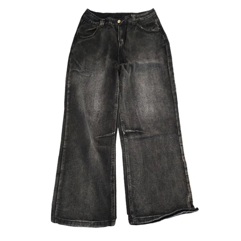 American Gothic Jeans Unisex High Street Y2K Retro Fashion Wide Pants Hip-Hop Streetwear Pants Harajuku Black Casual Trousers